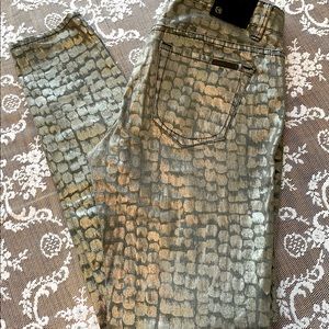 Armani Metallic Silver Animal Print Jeans